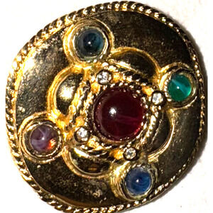 Givenchy Couture Gold Tone Vintage Rhinestone Vintage Lucite Jewel Cabs Brooch